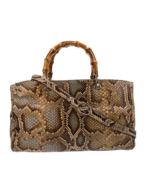 gucci python bamboo tote